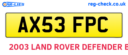 AX53FPC are the vehicle registration plates.