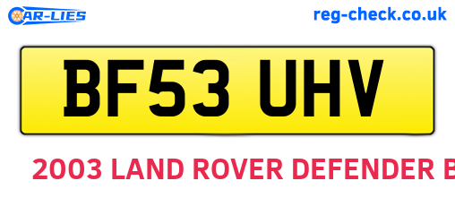 BF53UHV are the vehicle registration plates.