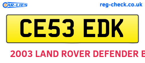 CE53EDK are the vehicle registration plates.