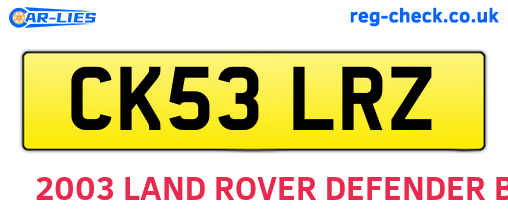 CK53LRZ are the vehicle registration plates.