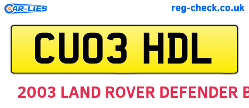CU03HDL are the vehicle registration plates.