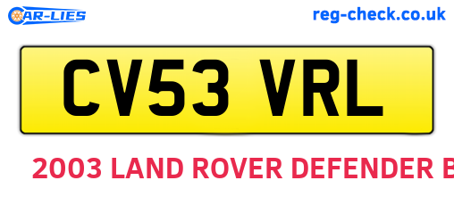 CV53VRL are the vehicle registration plates.
