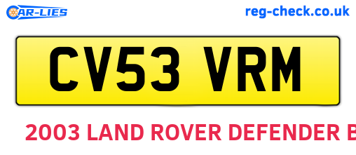 CV53VRM are the vehicle registration plates.
