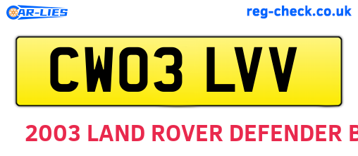 CW03LVV are the vehicle registration plates.