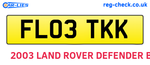 FL03TKK are the vehicle registration plates.