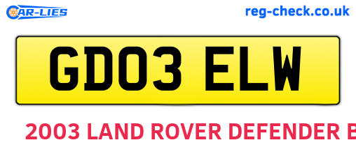 GD03ELW are the vehicle registration plates.
