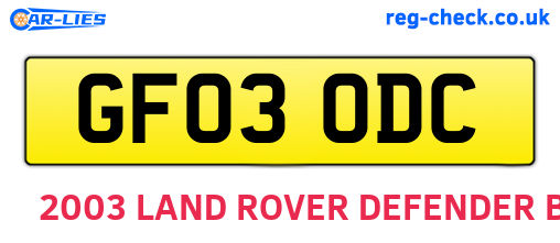 GF03ODC are the vehicle registration plates.