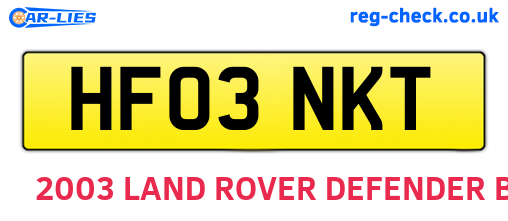HF03NKT are the vehicle registration plates.