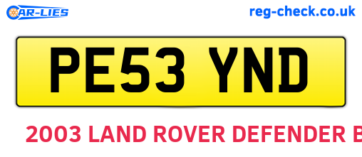 PE53YND are the vehicle registration plates.