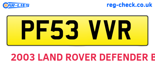 PF53VVR are the vehicle registration plates.