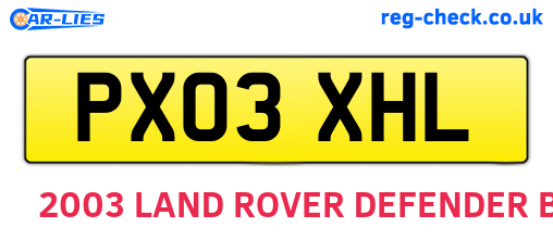 PX03XHL are the vehicle registration plates.