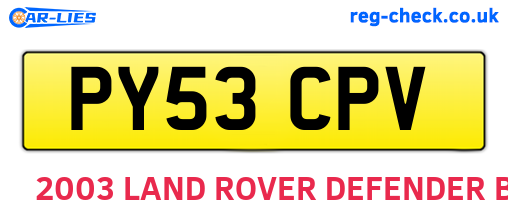 PY53CPV are the vehicle registration plates.