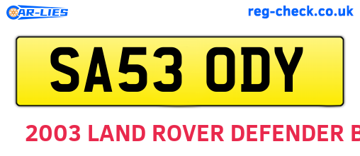SA53ODY are the vehicle registration plates.