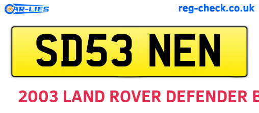 SD53NEN are the vehicle registration plates.