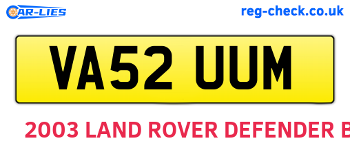 VA52UUM are the vehicle registration plates.