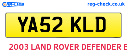YA52KLD are the vehicle registration plates.