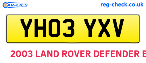 YH03YXV are the vehicle registration plates.
