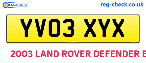 YV03XYX are the vehicle registration plates.