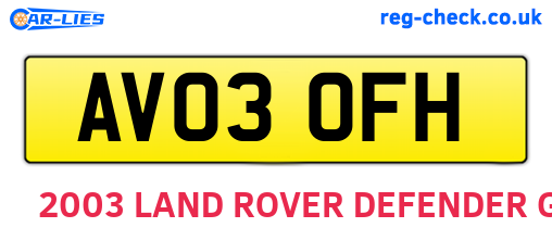 AV03OFH are the vehicle registration plates.