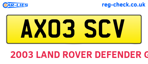AX03SCV are the vehicle registration plates.