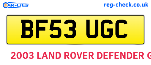 BF53UGC are the vehicle registration plates.