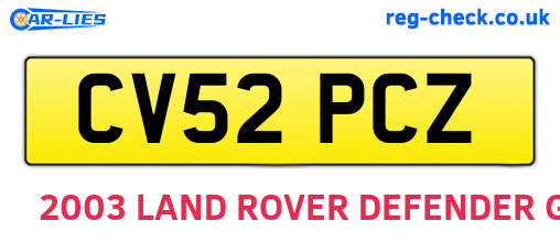 CV52PCZ are the vehicle registration plates.
