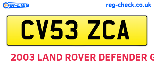 CV53ZCA are the vehicle registration plates.