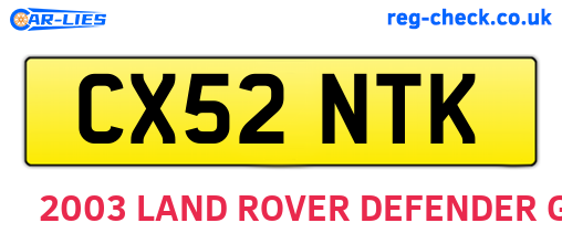 CX52NTK are the vehicle registration plates.