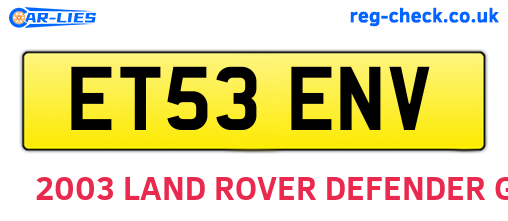 ET53ENV are the vehicle registration plates.
