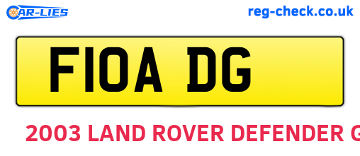 F10ADG are the vehicle registration plates.