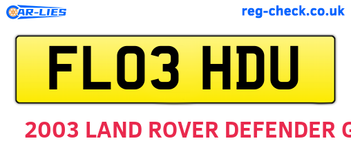 FL03HDU are the vehicle registration plates.