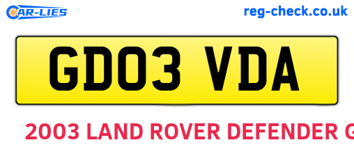 GD03VDA are the vehicle registration plates.