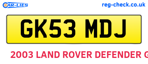 GK53MDJ are the vehicle registration plates.