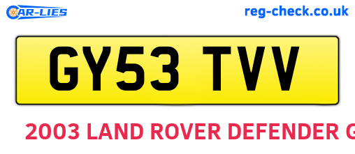 GY53TVV are the vehicle registration plates.