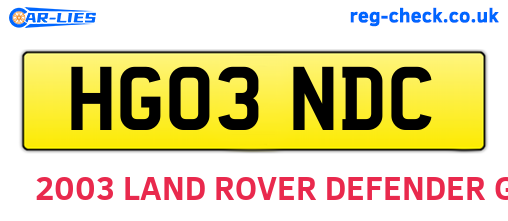 HG03NDC are the vehicle registration plates.