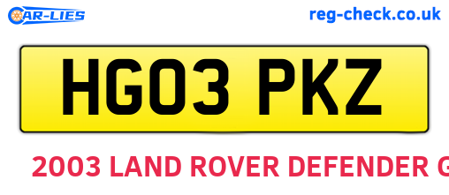 HG03PKZ are the vehicle registration plates.