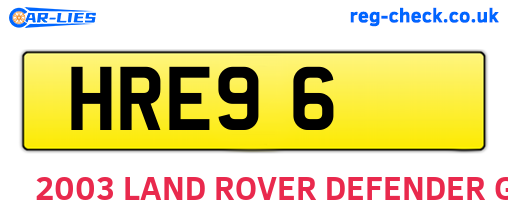 HRE96 are the vehicle registration plates.