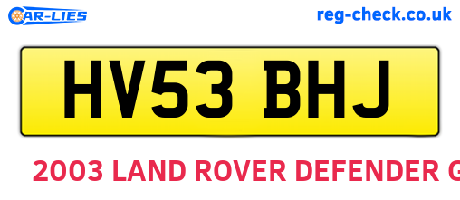 HV53BHJ are the vehicle registration plates.