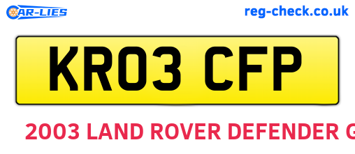 KR03CFP are the vehicle registration plates.