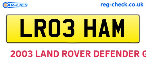 LR03HAM are the vehicle registration plates.