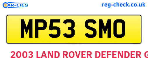 MP53SMO are the vehicle registration plates.