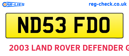 ND53FDO are the vehicle registration plates.