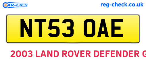 NT53OAE are the vehicle registration plates.