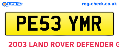 PE53YMR are the vehicle registration plates.