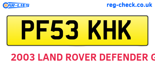PF53KHK are the vehicle registration plates.