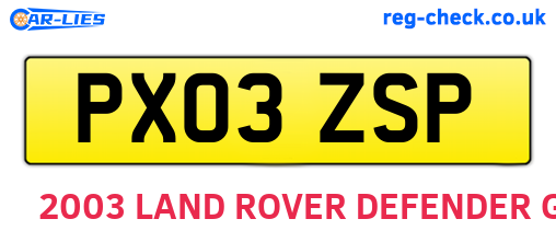 PX03ZSP are the vehicle registration plates.