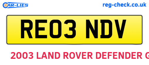 RE03NDV are the vehicle registration plates.
