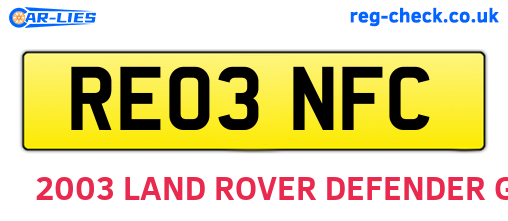 RE03NFC are the vehicle registration plates.