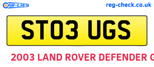 ST03UGS are the vehicle registration plates.