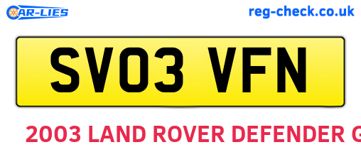 SV03VFN are the vehicle registration plates.
